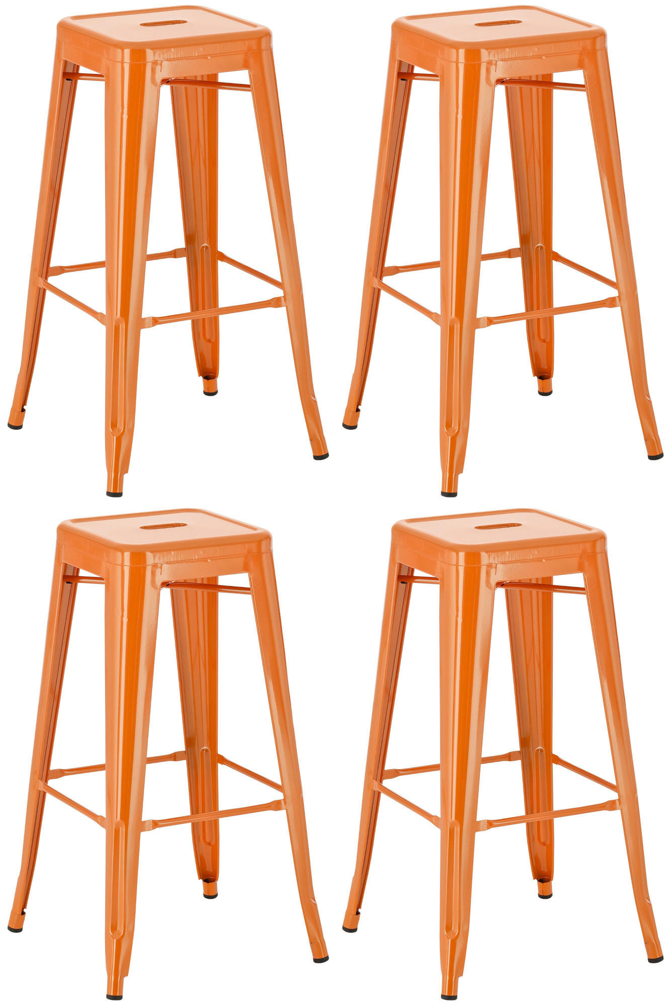 BARHOCKER 4er Set Metall orange - Orange, Metall (43/76/43cm) - CLP
