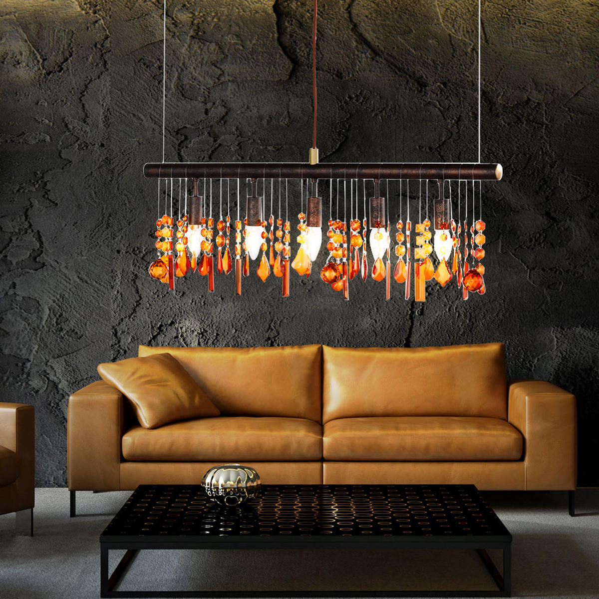 LED HÄNGELEUCHTE Metall Braun Kristall-Optik - Braun, Metall (80/9.8/150cm)