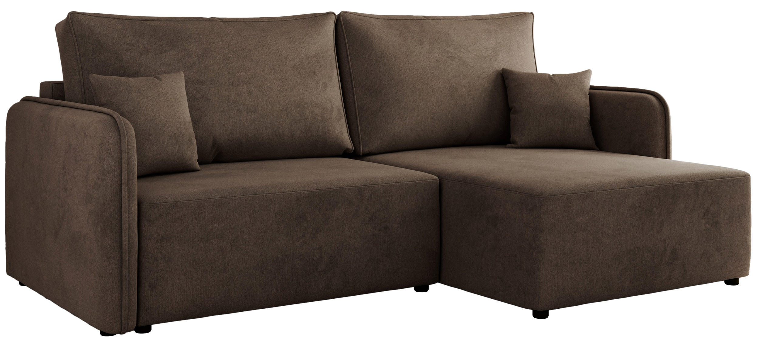ECKSCHLAFSOFA MESTO L Braun Velvet - rechts - Schwarz/Braun, Kunststoff/Textil (147/227cm) - MKS