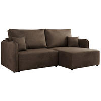 ECKSCHLAFSOFA MESTO L Braun Velvet - rechts - Schwarz/Braun, Kunststoff/Textil (147/227cm) - MKS
