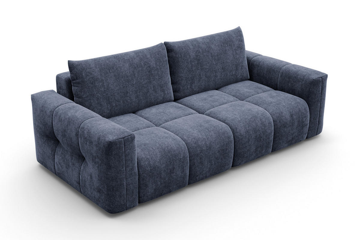 SOFA VERONA 3-Sitzer, Marineblau - Blau/Schwarz, Holz/Textil (224/83/110cm) - Courtois Laville