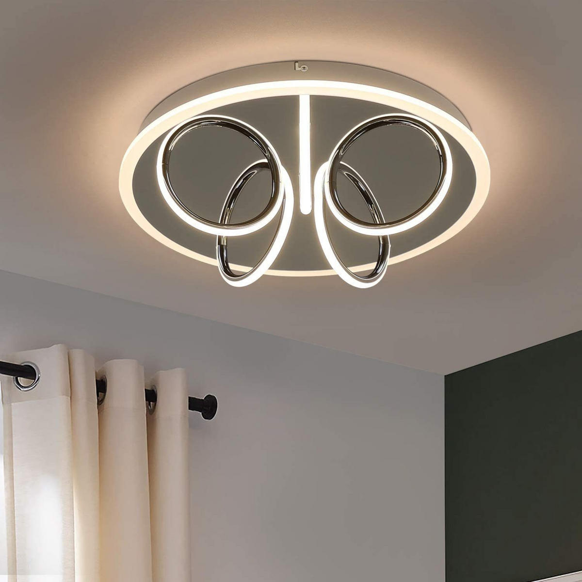 DECKENLEUCHTE Persephonara 43/43/12.5 cm - Silberfarben, Metall (43/43/12.5cm) - ZMH