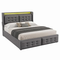 POLSTERBETT mit Stauraum, LED und USB 160x200 cm Grau - Grau, Metall (160/200cm) - Meubliv