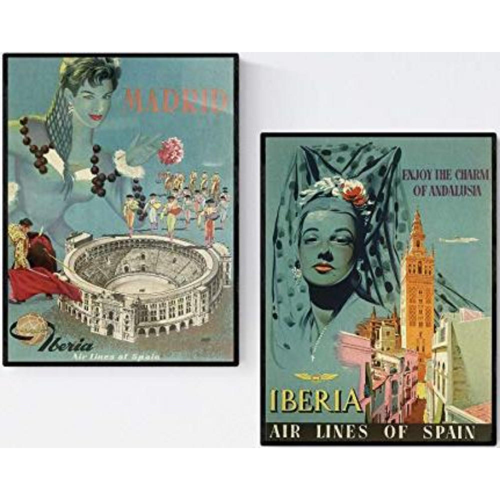 POSTER Set Mit 2 Vintage Spain Zwei Blätter A3 Rahmenlos - Klar, Papier (29.7/5/42cm) - Nacnic