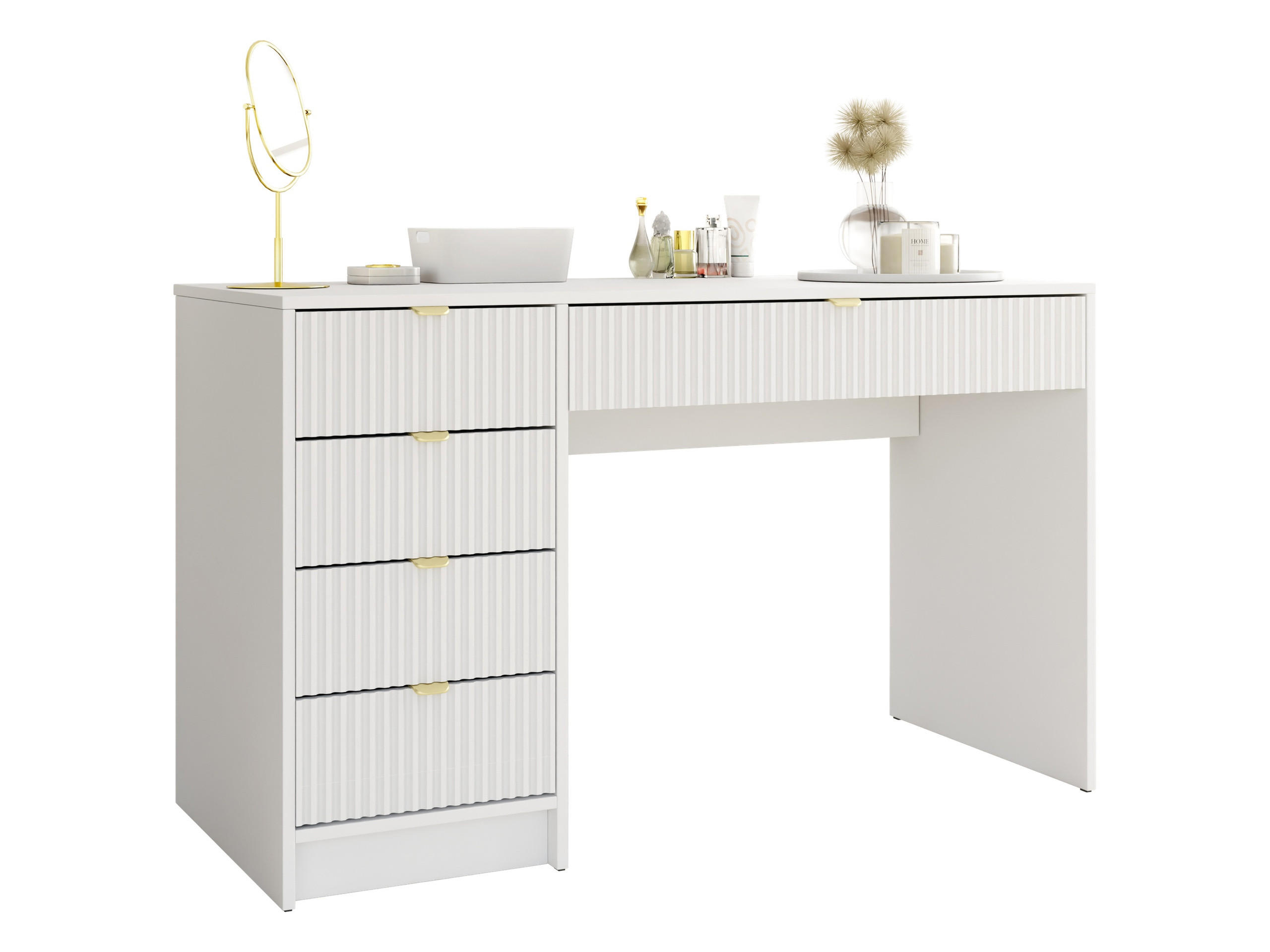 SCHREIBTISCH Tireno - Goldfarben/Weiß, Holzwerkstoff/Metall (55/120/76cm) - MIRJAN24