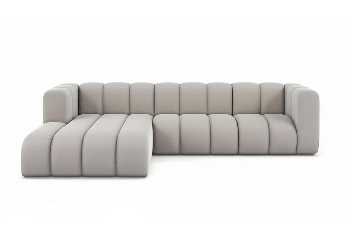 ECKSOFA L-Form Grand L 287 cm, Veloursstoff Salvador, Grau, Links - Grau, Holz (287/179cm) - Kaiser Möbel