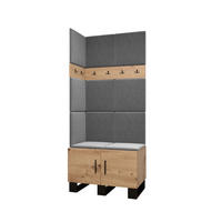 GARDEROBEN-SET 196/84/45,6 - Schwarz/Eiche Artisan, Holz/Kunststoff (84/196/45.6cm) - Abiks Möbel