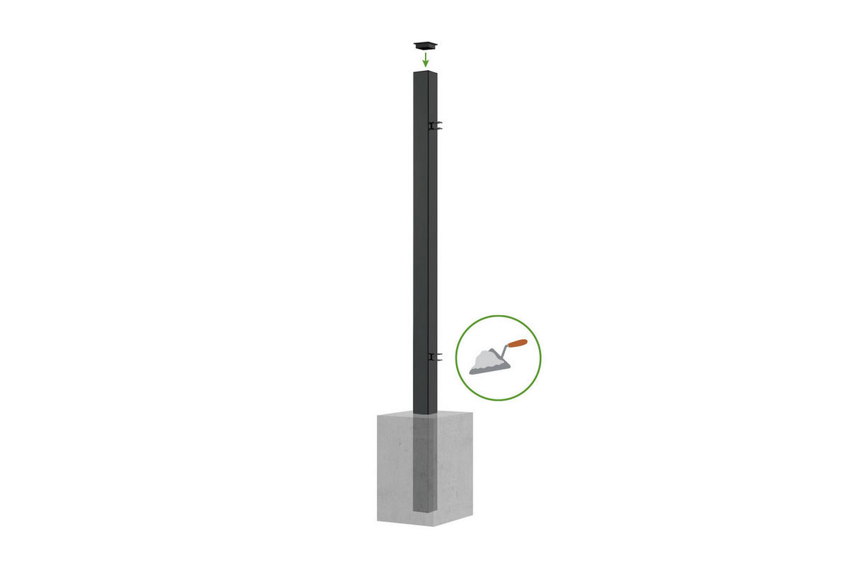 STAHLFLÜGELTOR Nali Veleta Mattschwarz 3,5m H.120cm + 2 STAHLPFOSTEN Dario - Schwarz, Metall (343/120cm) - Casanoov