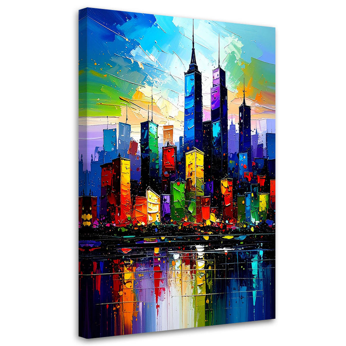 LEINWANDBILD Bunte Stadt Abstrakt 80x120cm - Multicolor, Textil (80/120cm) - Feeby