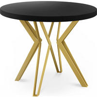ESSTISCH Daisy runder ausziehbarer, Schwarz 100-180/100/76 cm - Goldfarben/Schwarz, Holzwerkstoff/Metall (100/100/76cm) - WFL GROUP