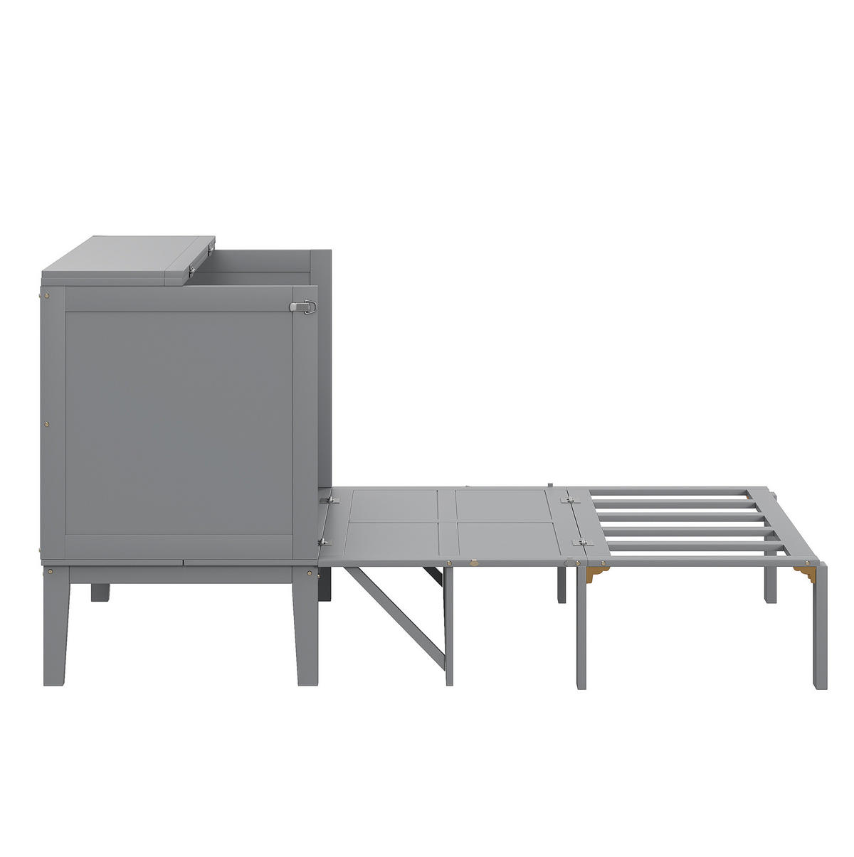 KLAPPBETT 90/200 cm in Grau – vertikales Klappsystem mit Stauraum - Grau, Holz (90/200cm) - BEAOK