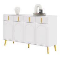 KOMMODE aus MDF 140x38x82cm in Weiß mit 4 Türen & 4 Schubladen - Weiß, Holzwerkstoff (140/82/38cm) - Modfu