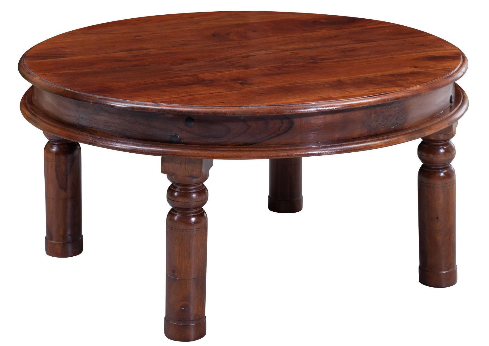 COUCHTISCH rund Akazie 90x90x45 nougat lackiert OXFORD #330 - Dunkelbraun, Holz (90/90/45cm) - Massivmoebel24