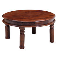 COUCHTISCH rund Akazie 90x90x45 nougat lackiert OXFORD #330 - Dunkelbraun, Holz (90/90/45cm) - Massivmoebel24