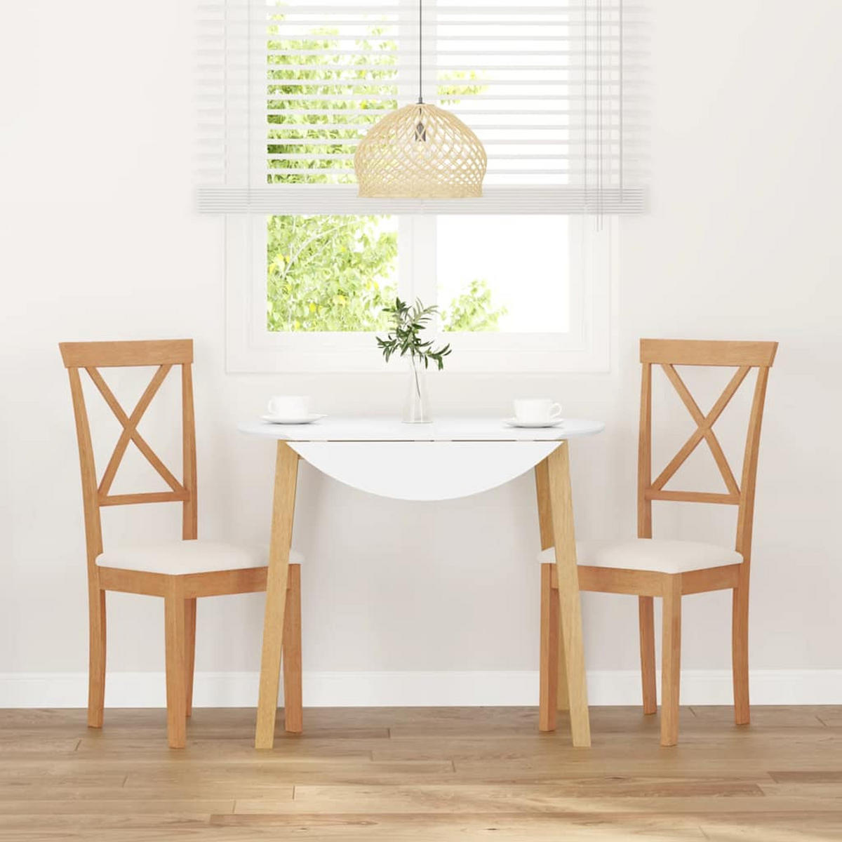 ESSZIMMERSTÜHLE mit Kissen 2 Stk. Massivholz Gummibaum 42.5*53.5*94cm - Braun/Weiß, Holz (42.5/94/53.5cm) - ZMH