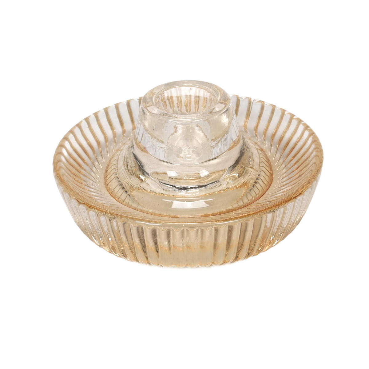 KERZENSTÄNDER aus Glas Arty 10/10/5 cm - Beige, Glas (10/5/10cm) - Homea