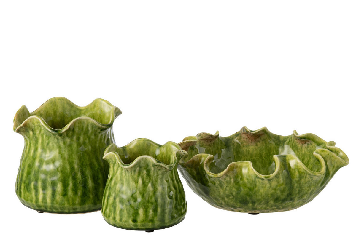 BLUMENTOPF RONNY UNREGELMÄßIG - Grün, Keramik (20.5/18cm) - J-Line