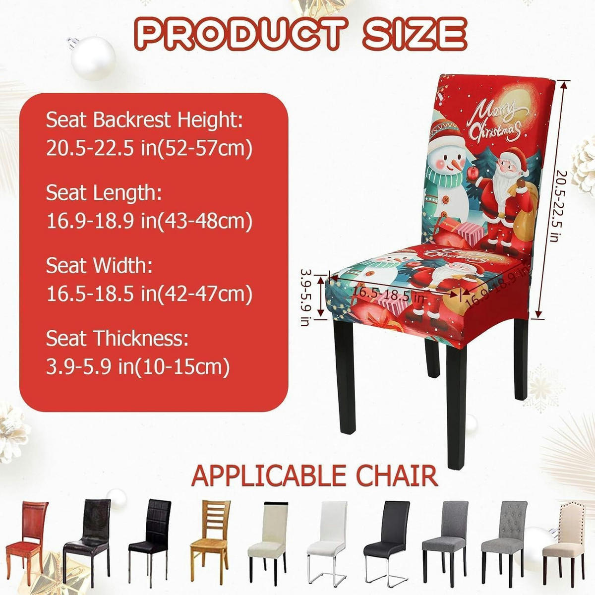 STUHLHUSSEN Weihnachten 6er Set Rot-Schneemann - Multicolor, Textil (43/43cm)