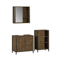 BADMÖBEL-SET Naola Eiche/Schwarz 3 Teile - Eichefarben/Schwarz, Holzwerkstoff (70/65/40cm) - Vicco