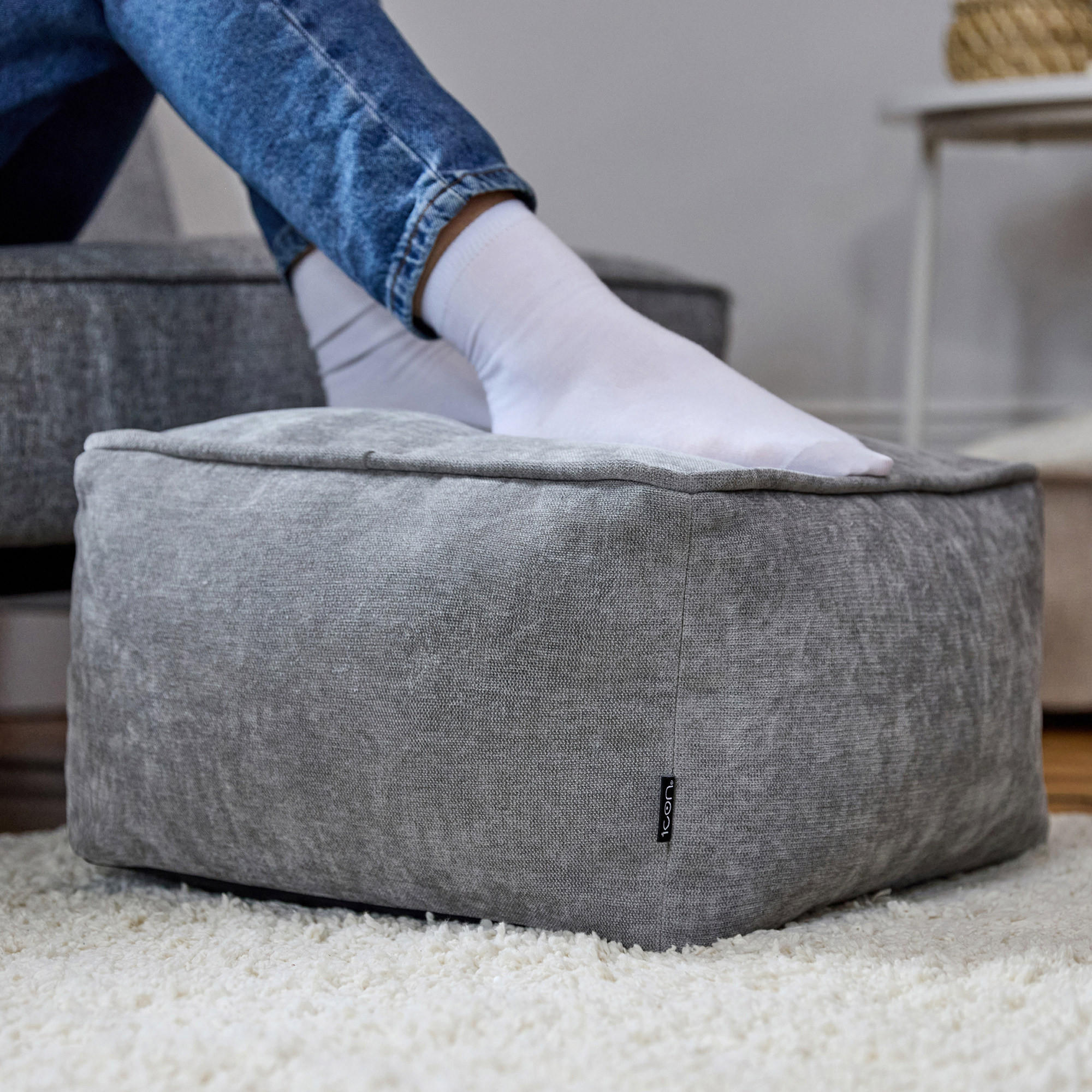 SITZPOUF Chenille Amara - Grau, Kunststoff/Textil (40/24/40cm) - icon