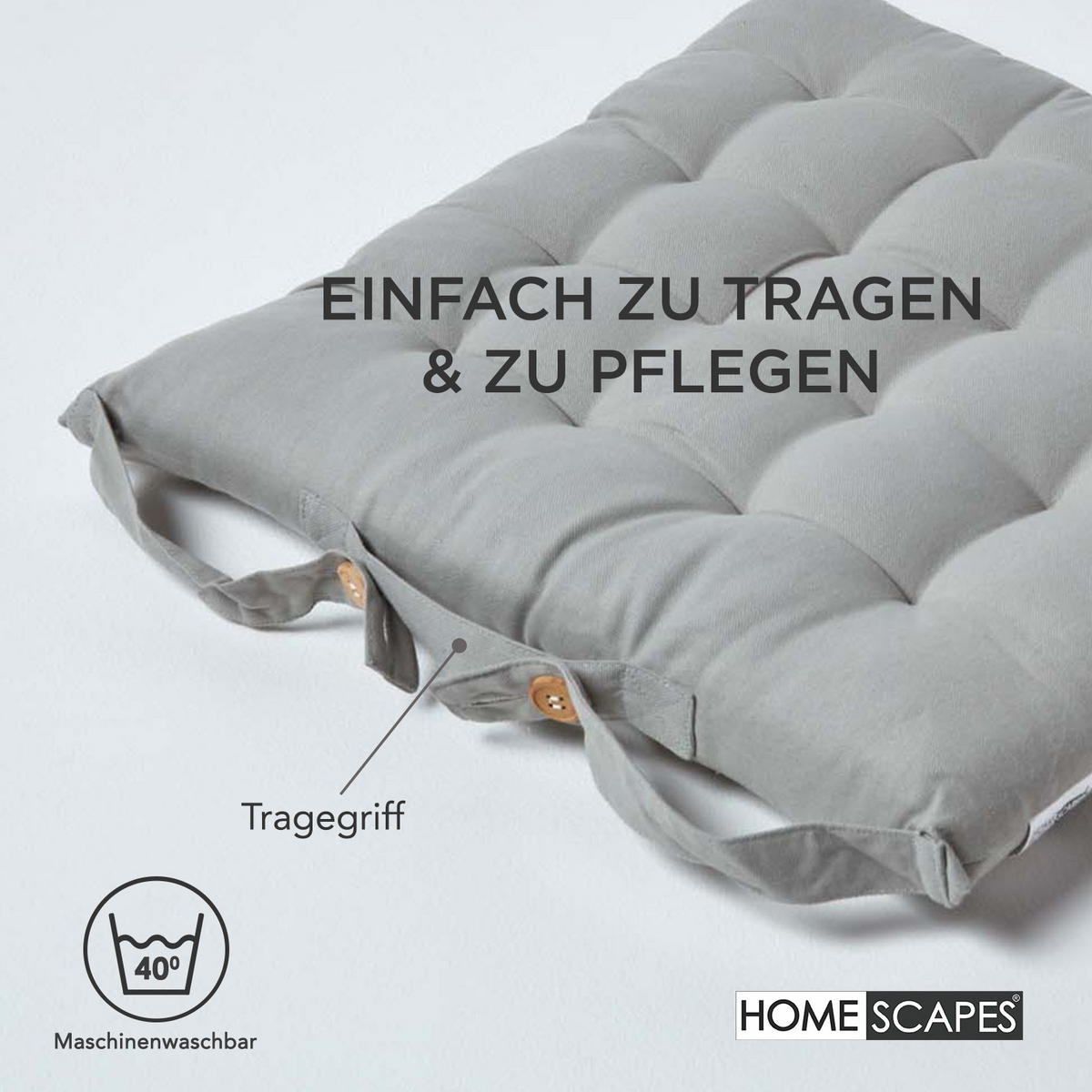 STUHLKISSEN 4er-Set grau 40/40/6,5 cm - Grau, Textil (40/40/6.5cm) - Homescapes