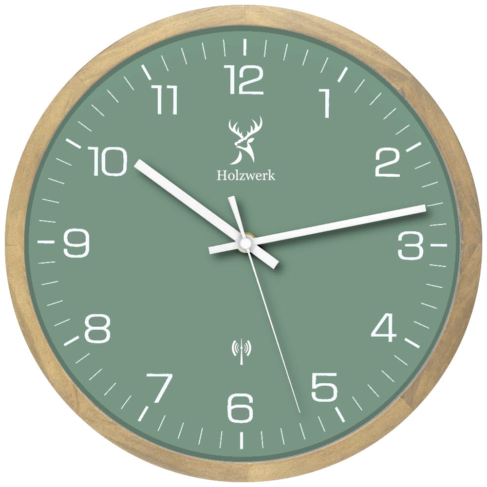 Holzwerk Wanduhr Beige, Mintgrün, Weiß 30x30x4.2 cm