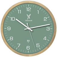 WANDUHR Holz Designer NAUMBURG (FUNK) Loft Wand Uhr, beige, grün - Beige/Weiß, Glas/Holz (30/30/4.2cm) - Holzwerk