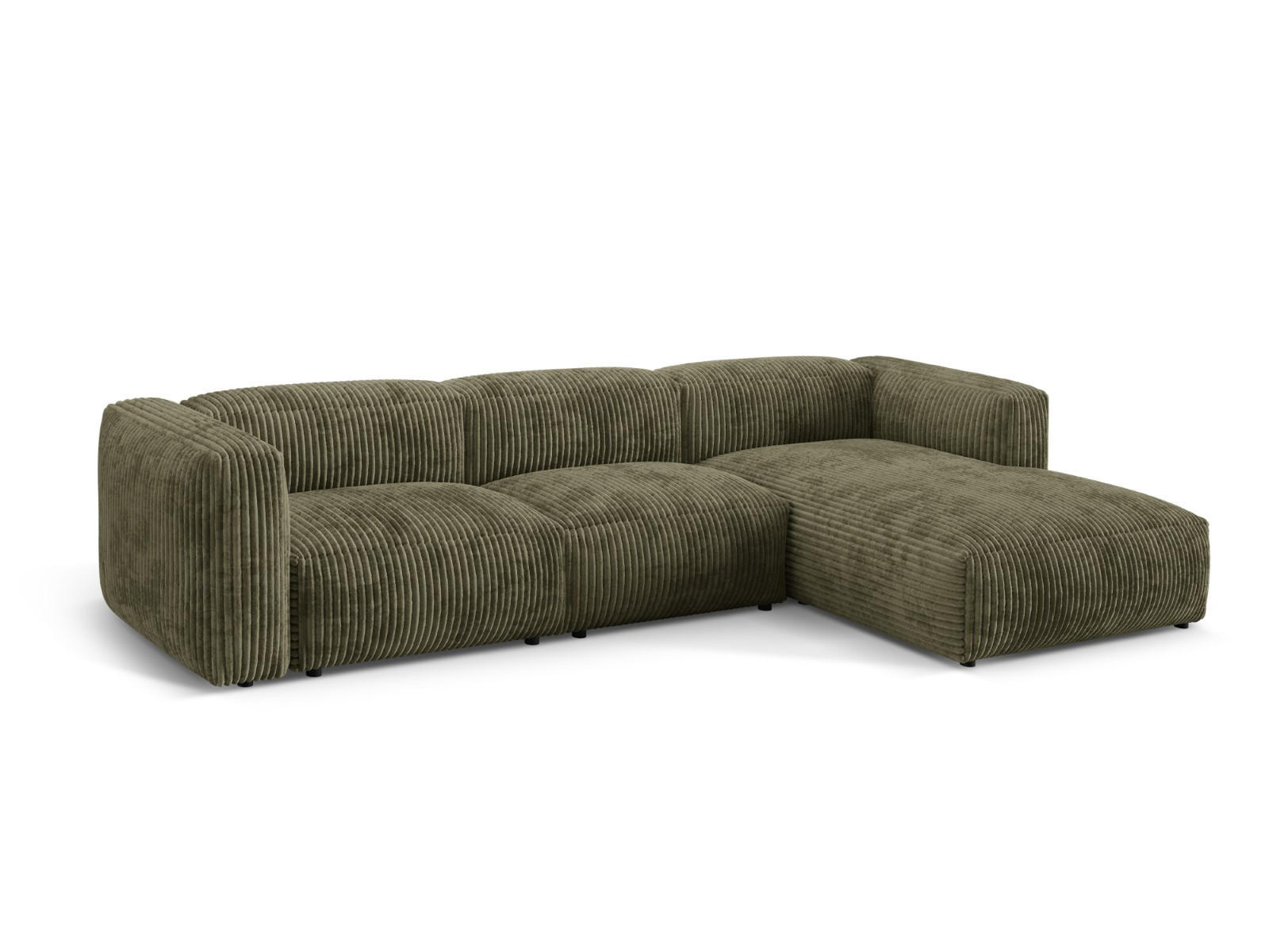 ECKSOFA modular rechts Martina aus Cord moosgrün 3 Sitzplätze - Salbeigrün, Textil (176/332cm) - Micadoni