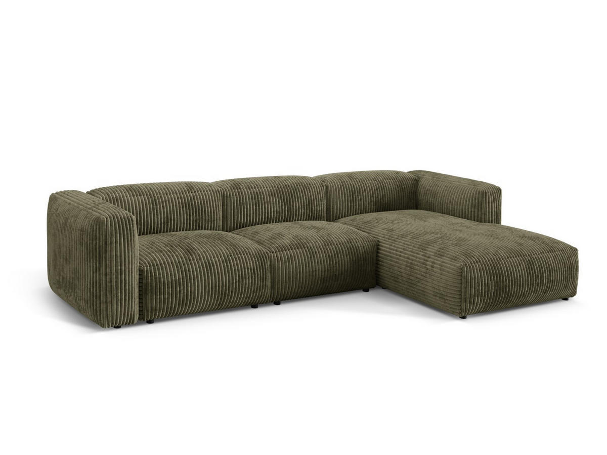 ECKSOFA modular rechts Martina aus Cord moosgrün 3 Sitzplätze - Salbeigrün, Textil (176/332cm) - Micadoni