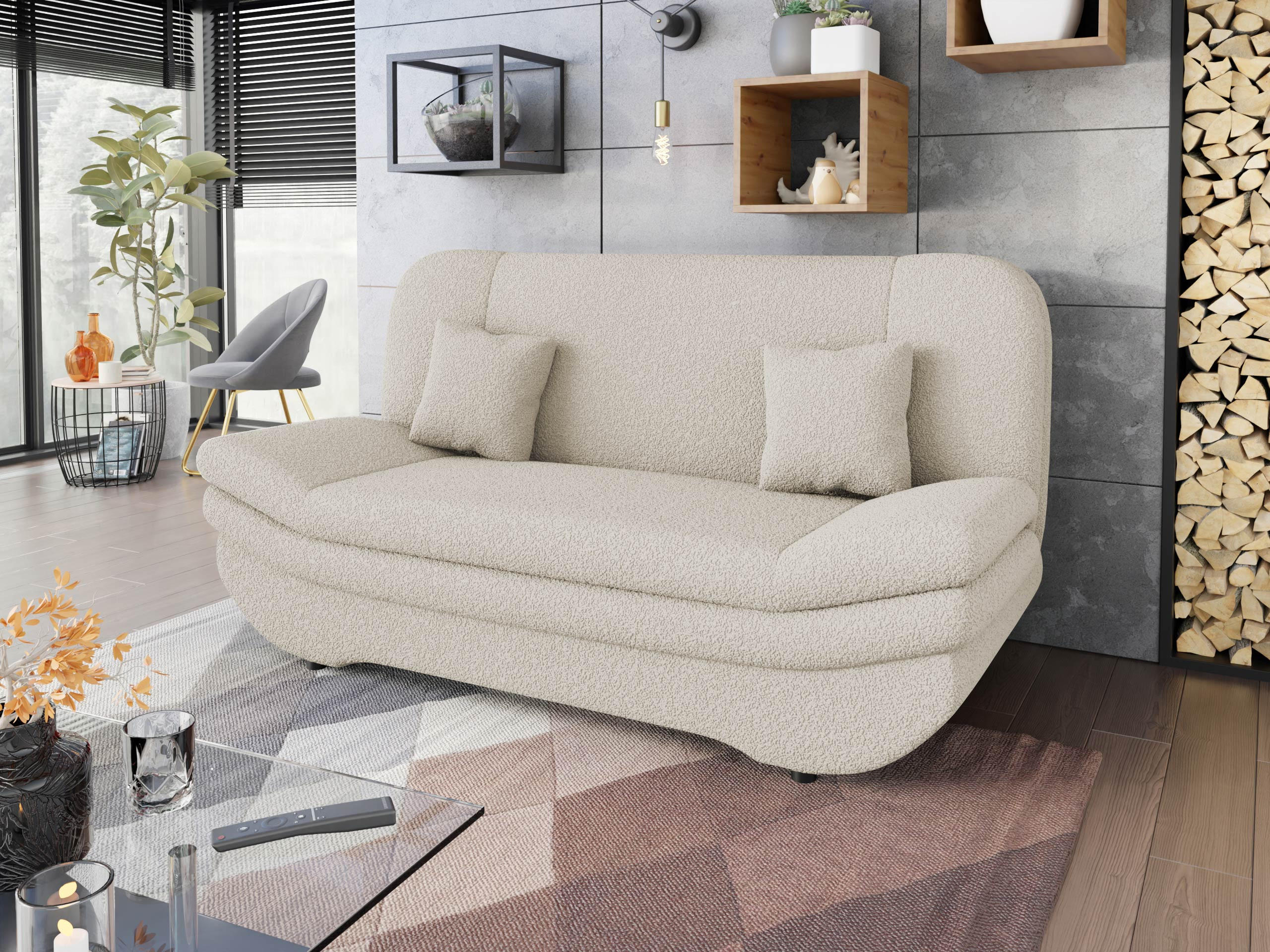 SCHLAFSOFA Weronika Premium - Kaschmir/Schwarz, Holz/Kunststoff (200/95/90cm) - MIRJAN24