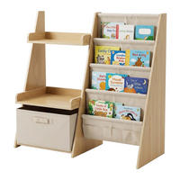 BIBLIOTECĂ Natur Alb Copii Buzunare din material textil Cutie pentru jucării - multicolor, compozit lemnos/material textil (84.5/80/34.5cm) - Relaxdays