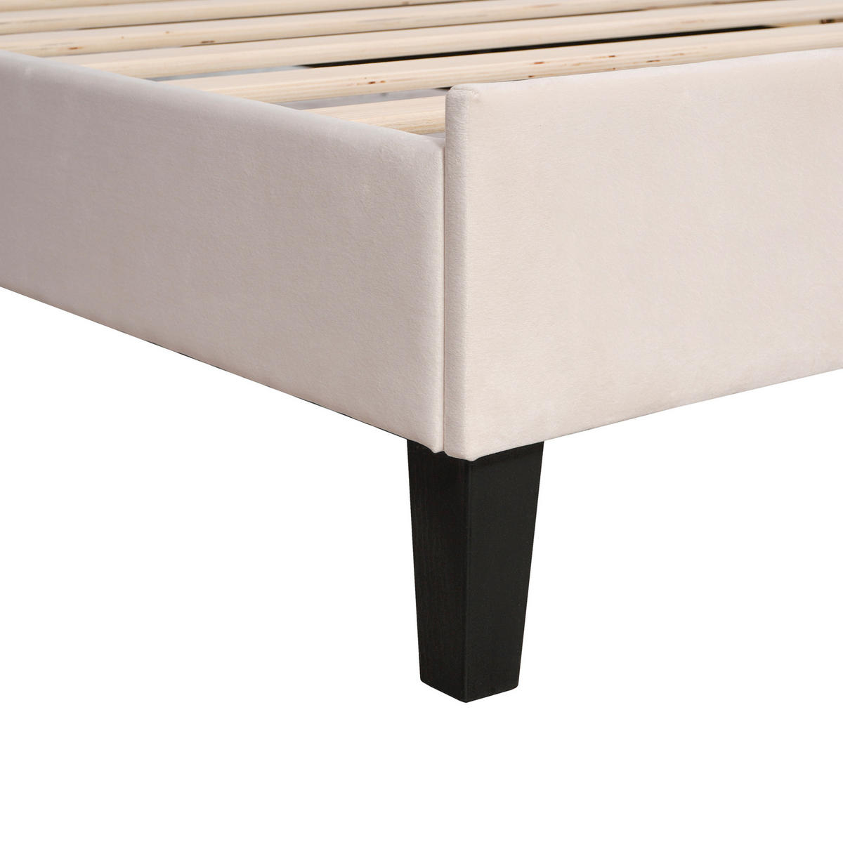 POLSTERBETT mit Blumen-Kopfteil 90x200 cm Samt Beige - Beige, Holzwerkstoff (90/200cm) - Beauniv