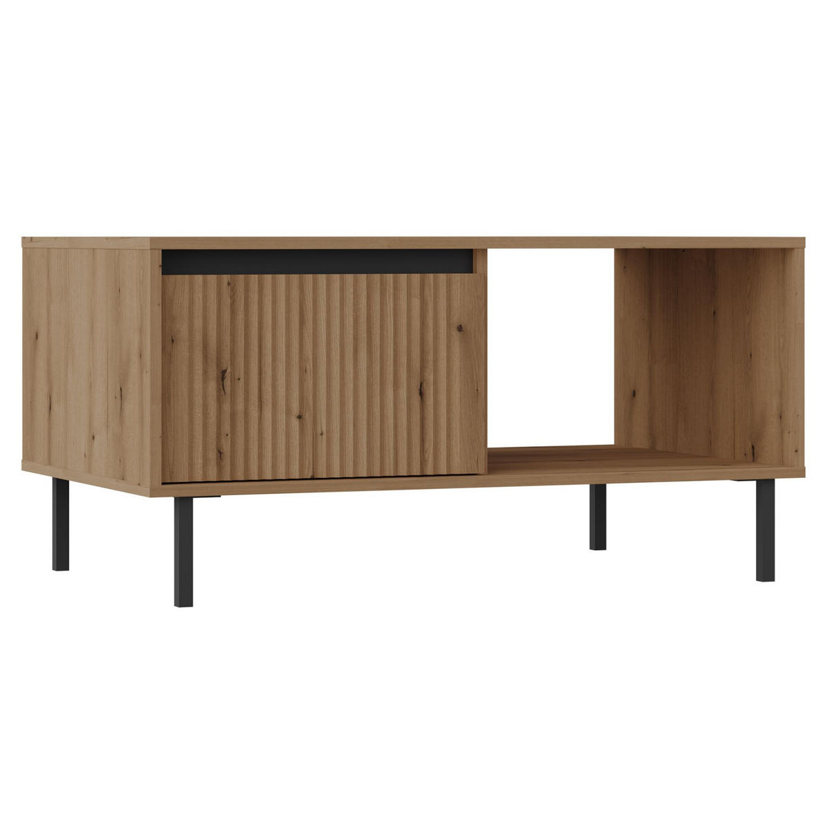 COUCHTISCH Osaka Eichenholzoptik Evoke 100 cm - Eichefarben/Schwarz, Holzwerkstoff/Metall (60/100.2/50cm) - Selsey