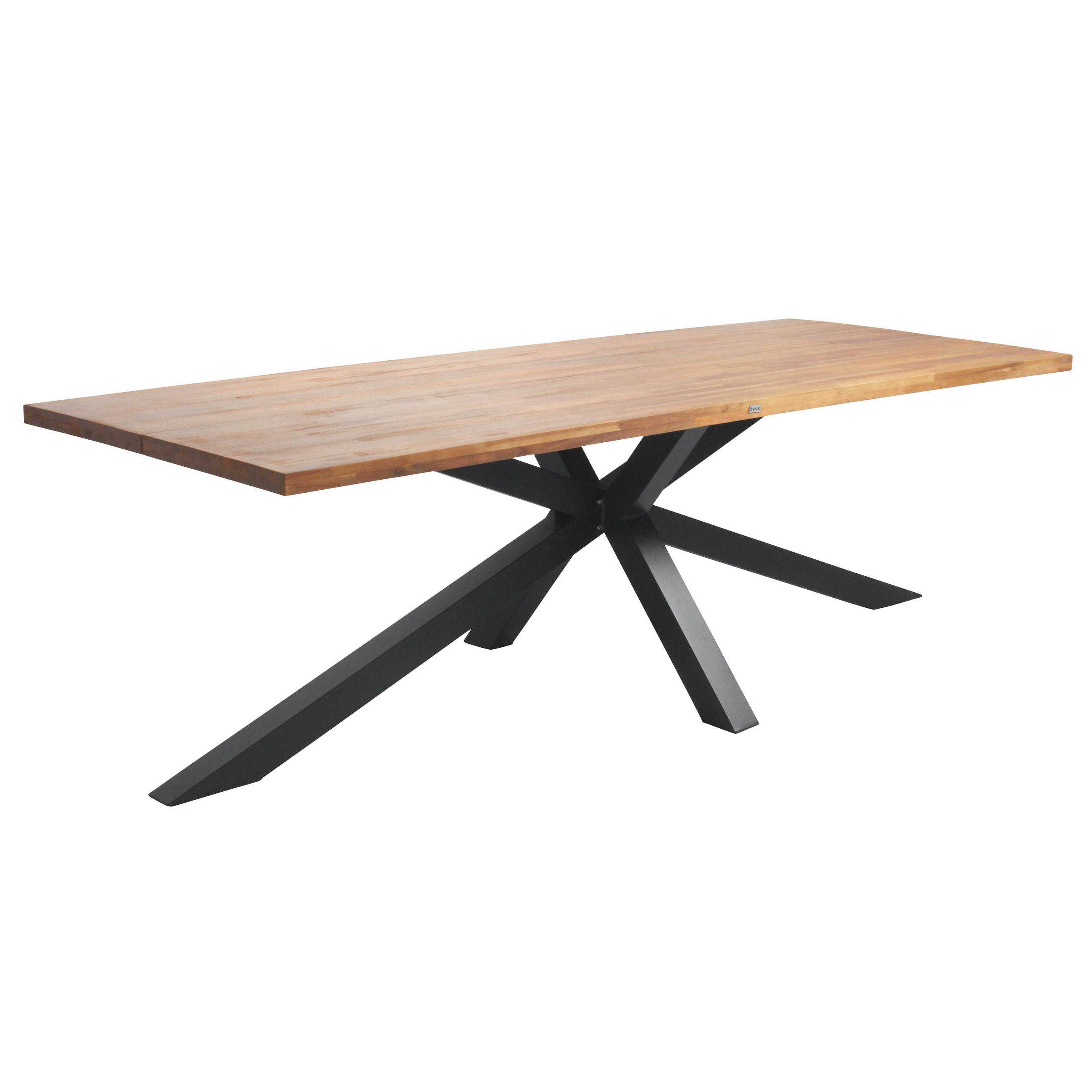 GARTENTISCH , Holz und Grau - Eichefarben/Grau, Holz/Metall (95/240/75cm) - Oviala
