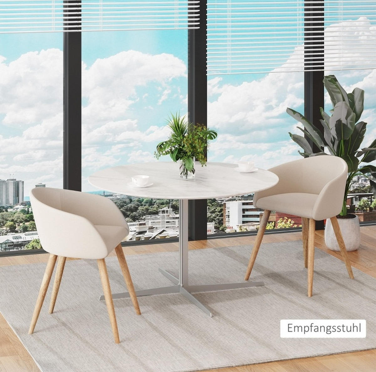 ESSSTUHL 2er-Set mit Polsterung 55 x 56 x 74 cm Beige - Beige, Metall (55/74/56cm) - Meubliv