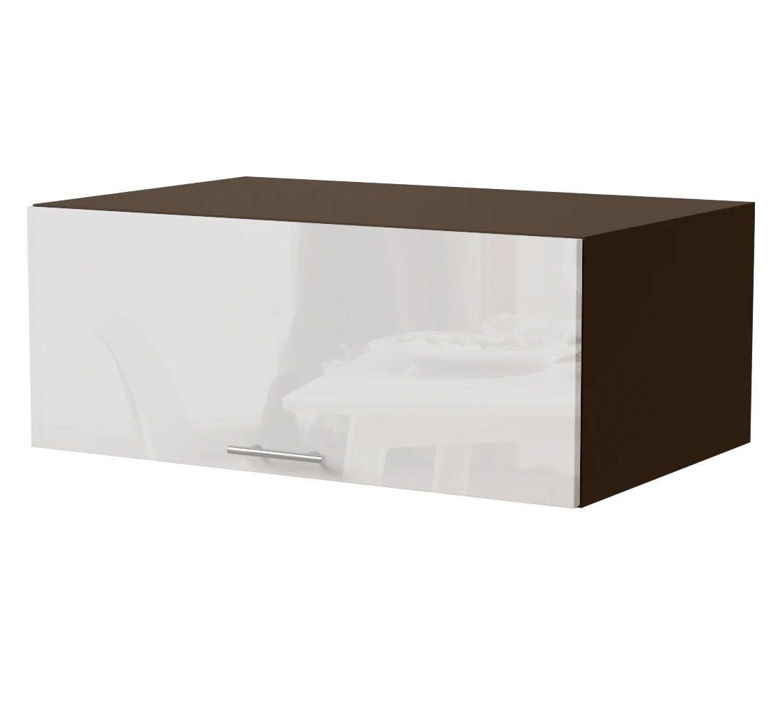 Feldmann-Wohnen Aufsatzschrank Weiß Hochglanz, Dunkelgrau 90x36x59 cm