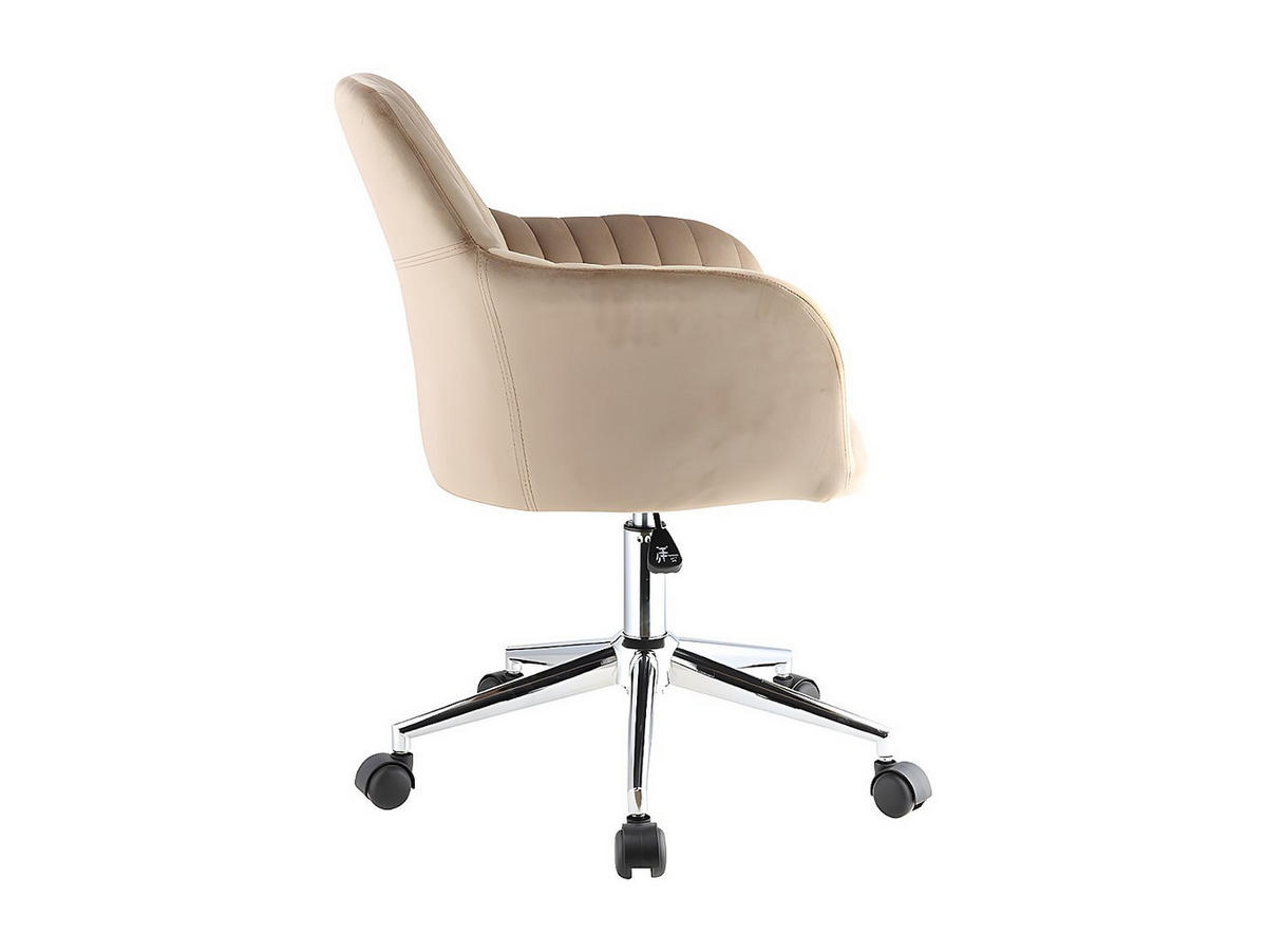 BÜROSTUHL ohne Armlehnen - 59 cm x 61.5 cm - samt - beige Eleana - Chromfarben/Beige, Textil (59/89/61.5cm) - Vente-Unique