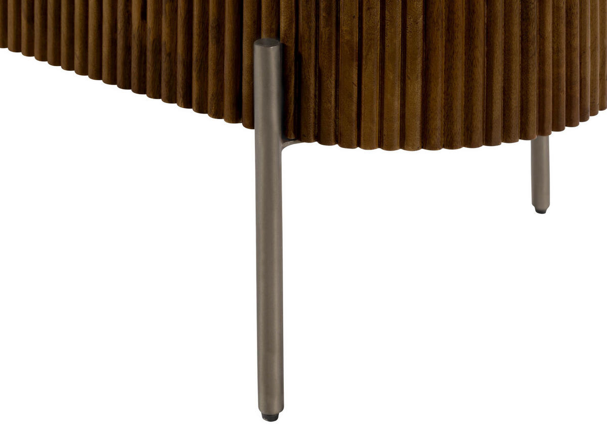 SIDEBOARD Mango 145x40x76 braun lackiert / Marmor weiß BARCELONA #203 - Braun, Holz (145/76/40cm) - Massivmoebel24