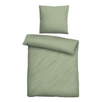 BETTWÄSCHE-GARNITUR Flanell UNI oliv, 155x220 cm + 80x80 cm - Olivgrün, Textil (155/220cm) - biberna