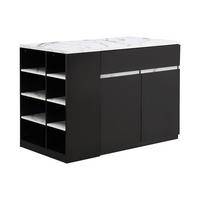 KÜCHENINSEL mit Stauraum - Marmoroptik Weiß & Schwarz - MEILI - Schwarz, Holz (65/90/130cm) - Vente-Unique