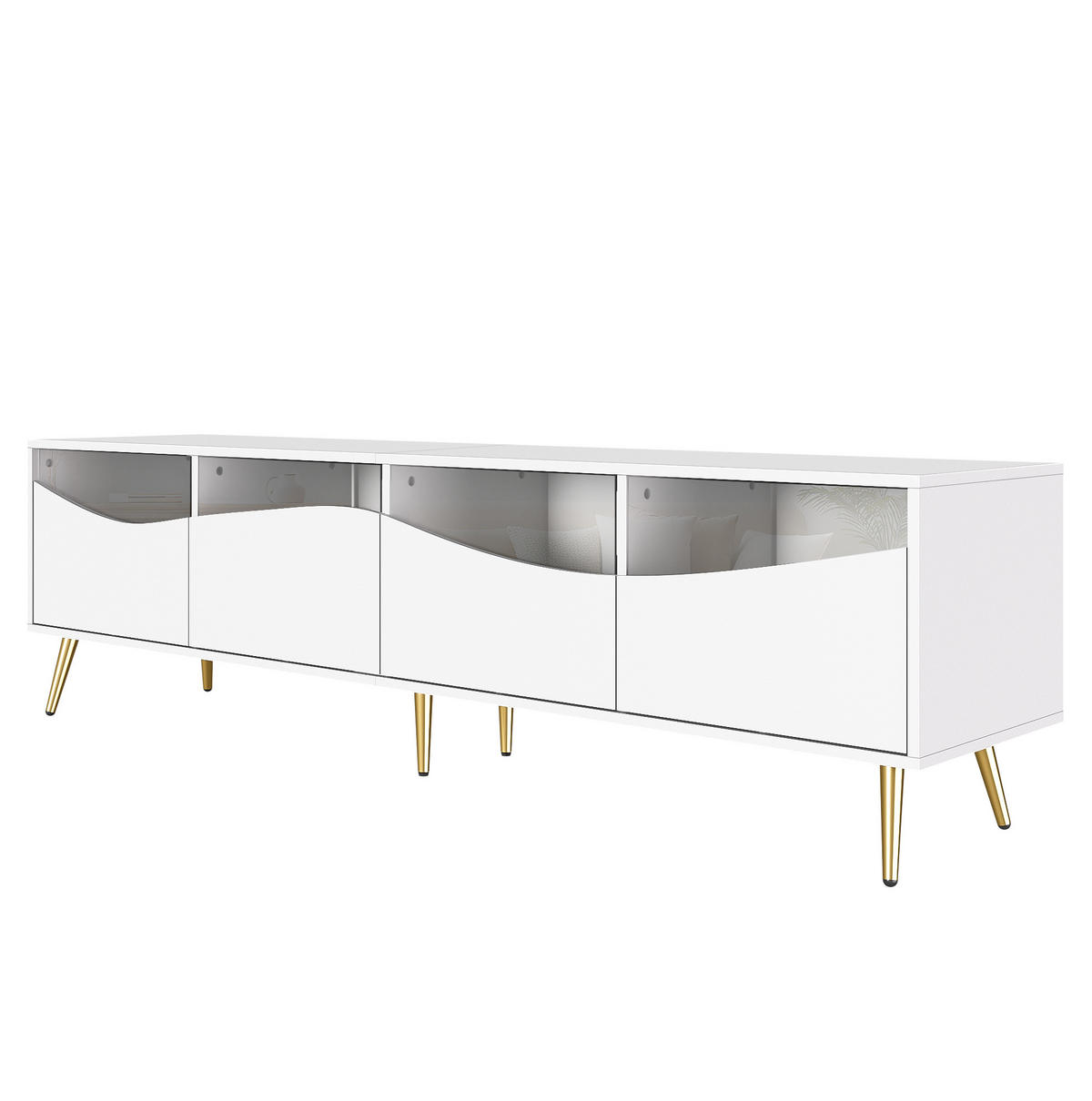 TV-SCHRANK mit LED 180 x 40 x 50 cm Weiß mit Glasfront - Weiß, Holzwerkstoff (40/50/180cm) - Beauniv