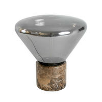 TISCHLEUCHTE aus grauem Rauchglas mit Spiegeleffekt und Keramikmarmor Ø36/38 cm - Braun, Keramik (36/36/38cm) - The Lumine