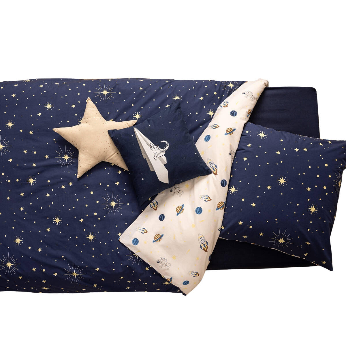 KINDERBETTWÄSCHE Baumwolle 140/200 cm - Dunkelblau, Naturmaterialen (140/200cm) - Atmosphera for kids