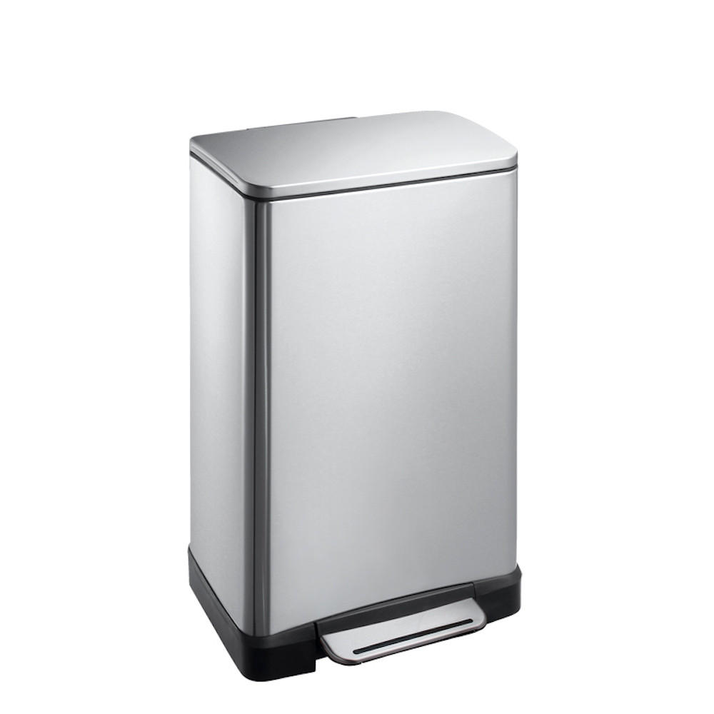 MÜLLEIMER Stilvoller Rechteckiger Mit Extra Breitem Pedal 30 Liter 62,5 x 63 x 32 cm Edelstahl & Silber - Silberfarben, Metall (36/62.6/32cm) - PROREGAL