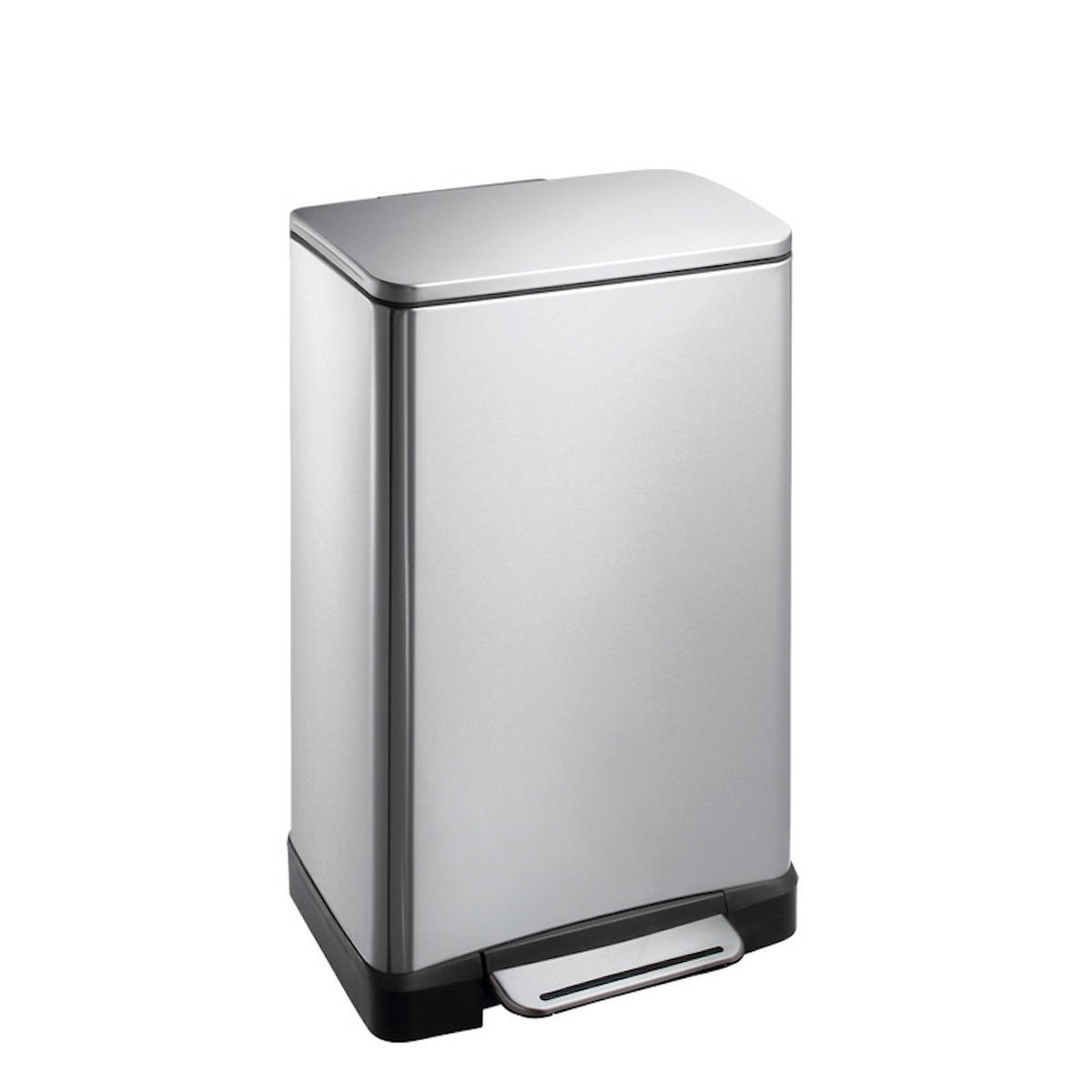 MÜLLEIMER Stilvoller Rechteckiger Mit Extra Breitem Pedal 30 Liter 62,5 x 63 x 32 cm Edelstahl & Silber - Silberfarben, Metall (36/62.6/32cm) - PROREGAL