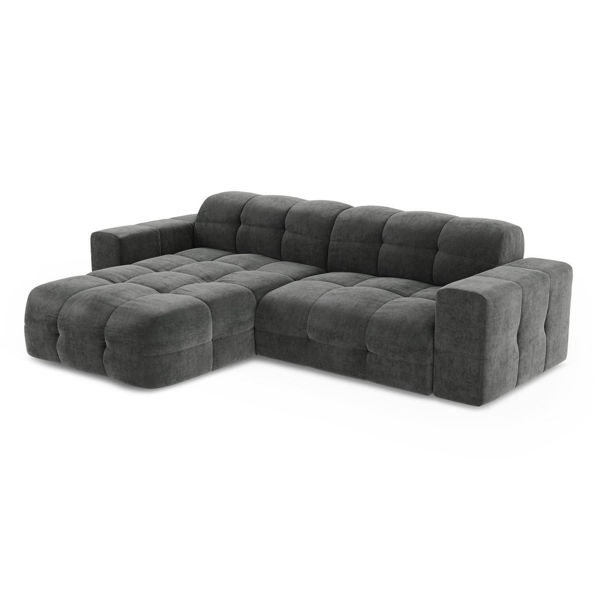 ECKSOFA LINKS Samt Graphitgrau 230cm - Graphitfarben/Grau, Textil (155/230cm) - Sia Home