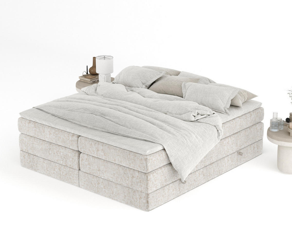 BOXSPRINGBETT Juniper Beige 160/200 cm - Beige/Schwarz, Holz/Holzwerkstoff (160/200cm) - Maison de Reve