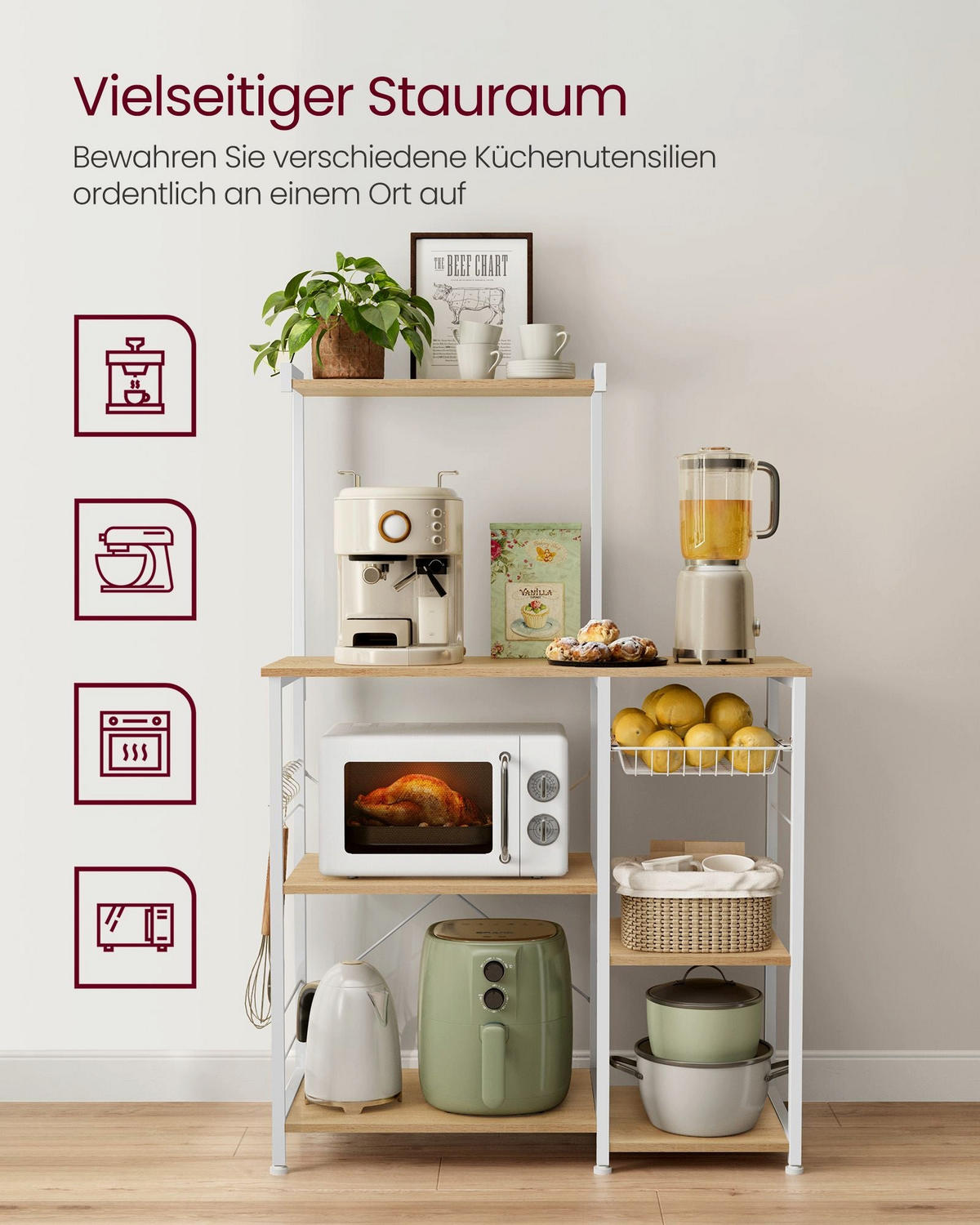 KÜCHENREGAL SOFIA - Beige, Holzwerkstoff (90/134/40cm) - Hansiro