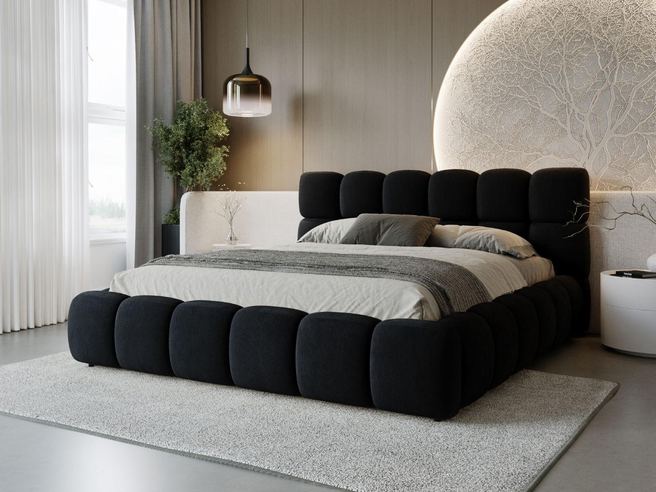 POLSTERBETT Modo 200x200 Schwarz - Schwarz, Textil (200/200cm) - Graingold