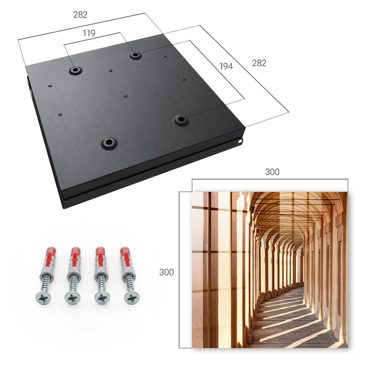 SCHLÜSSELBOX Schwarz 30x30 cm- Türöffnung nach rechts - Architektonische Eleganz - Beige, Metall (30/30/5cm) - TULUP